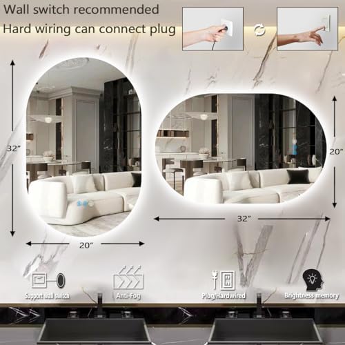THEKLA 20 x 32 Inch Backlit Oval Lighted Vanity Mirror - Image 6