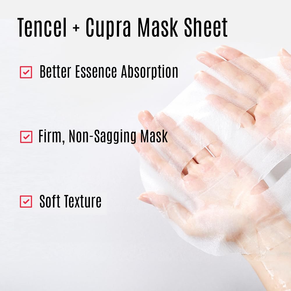 Amino Pore-Tight Facial Sheet Mask | Amino Acid Complex, Tea Tree Oil, Zinc PCA for Acne-Prone, Oily Skin, Minimizes Pores, Matte Finish (5 Sheets)