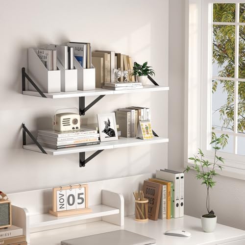 Heimlove 16W x 12D Deep Floating Shelves Set of 2 White - Image 5