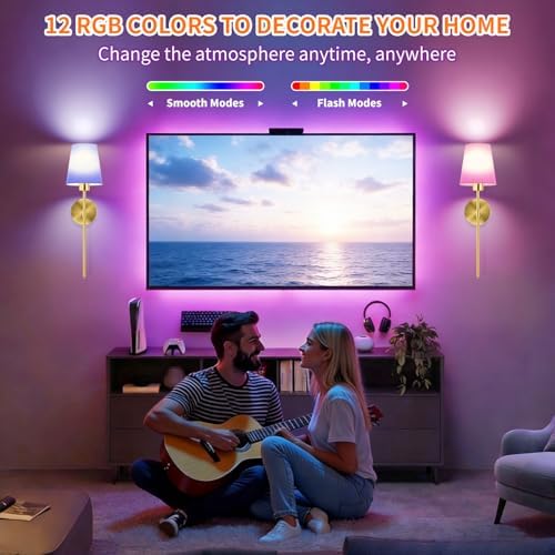 TISLYCO Battery Operated Wall Sconces Set of 2, 12 RGB Colors & 3 Color - Image 2