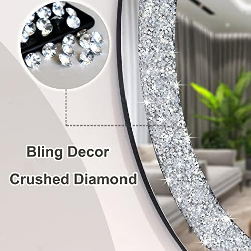 DMDFIRST Crystal Crushed Diamond Oval Shaped Silver Mirror Glam Bling - Image 4
