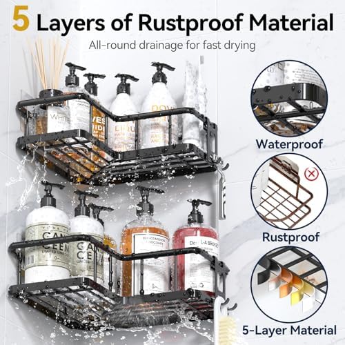 YASONIC Corner Shower Caddy Adhesive, 100% Rustproof Shower Organizer - Image 4