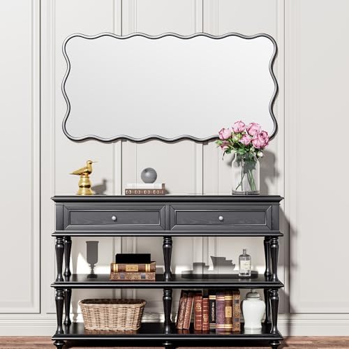 PROHOMEWARE 24x48 Black Wavy Irregular Large Bathroom Mirror, Wall-Mounted - Image 6