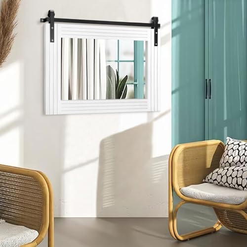 AAZZKANG Farmhouse Wall Mirror Large Rectangle Wood Framed Mirrors Decor - Image 4
