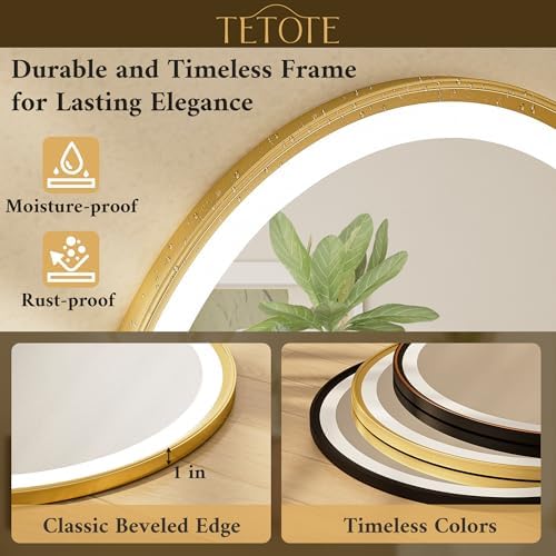 TETOTE Gold Led Round Mirror - Image 3