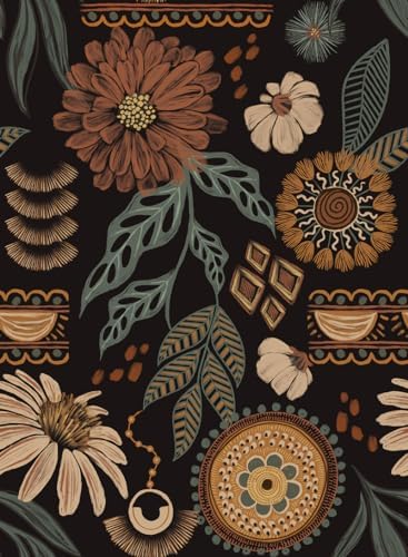 Boho Peel and stick Wallpaper Removable Sun Flroal Vintage Contact Paper by HalixiongWallpaper