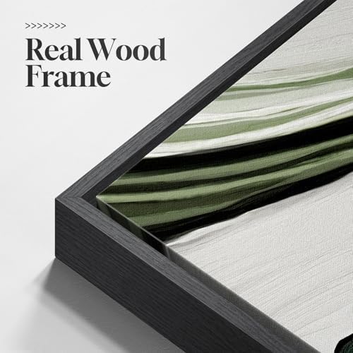 Large Framed Green White Abstract Wall Art - Image 6