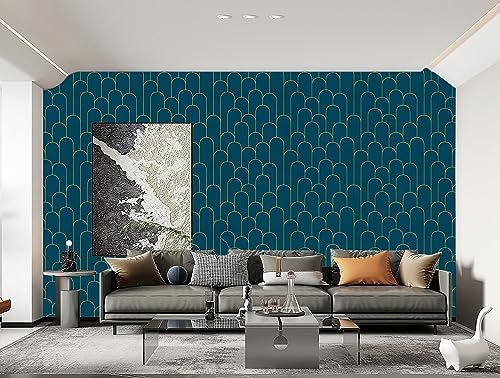 Yasinet Peel and Stick Wallpaper Stripe Removable Blue Contact Paper Blue/Gold - Image 4