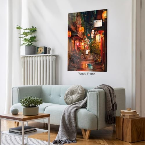 Japanese Tokyo Tea House Canvas Wall Art Asian Lantern Street Night Scene - Image 5