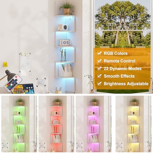Qupui 5-Tier Corner Shelf with LED - Image 6