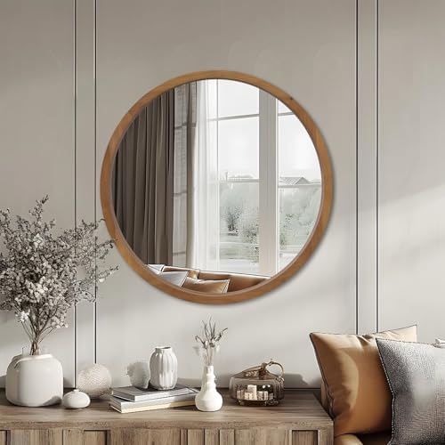 36" Round Wood Mirror - Image 6