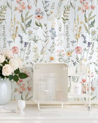 Dimoon Boho Peel and Stick Wallpaper White Floral Contact Paper 17.3x362in - Image 2
