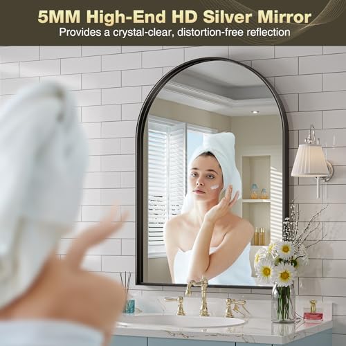 Brightify Arched Mirror, 24 x 38 Inch Black Arch Mirror - Image 4