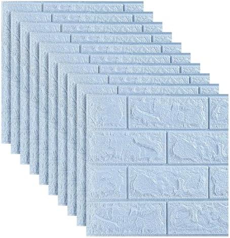 10PCS 3D Brick Wall Panel, Light Blue by LKXHarleya