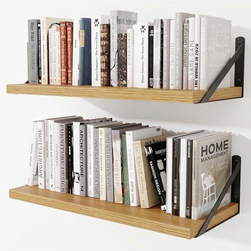 Venusmiles Deep Wall Shelves 24" W x 8" D Engineered Wood Floating Shelves by Venusmiles