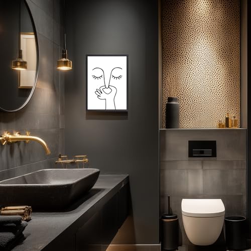 Cyebmo Funny Bathroom Wall Art, Minimalist Black and White Bathroom Picture - Image 3