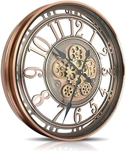 Real Moving Gears Wall Clock Large Modern Metal Clocks by DORBOKER