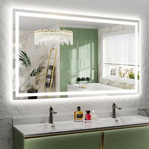66x40 LED Bathroom Mirror with Lights, Lighted Vanity Mirror by YEELAIT