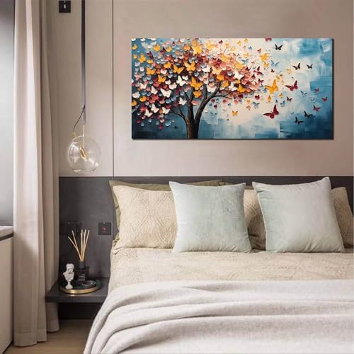 Butterfly Tree Canvas Wall Art for Living Room Bedroom Home Office Blue - Image 7