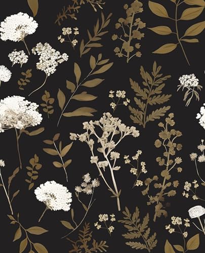 Laatse Vintage Dark Floral Leaf Peel and Stick Wallpaper 17.5"x393" by Laatse