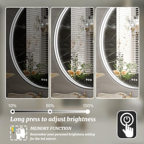36 Inch Round LED Bathroom Mirror, Wall Mouted LED Vanity Mirror - Image 6