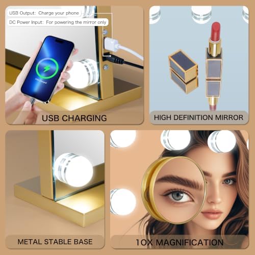 Vanity Mirror with Lights 23.6''x20.5'' Makeup Mirror with Lights Lighted Up - Image 4