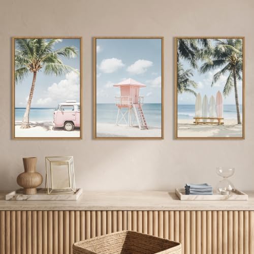 Celestdeco Large Beach Seascape Ocean Framed Canvas Wall Art Set, Modern - Image 2