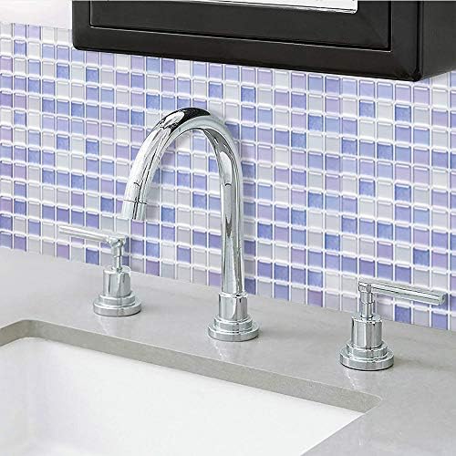 Yoillione 3D Mosaic Tile Sticker Removable Wallpaper Tile Purple, 3D Self - Image 4