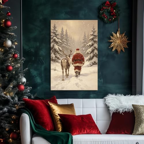 AVANT GARDE CANVAS Christmas Canvas Wall Art, Santa and Reindeer Walking Away - Image 2