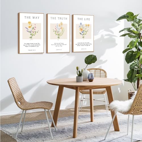 CHDITB Christian Bible Verse Framed Wall Art Set, Floral Scripture Prints - Image 3