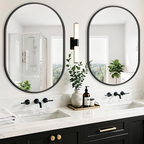 Oval Bathroom Mirror, 2 Pack 24"x36" Black Vanity Mirror - Image 6