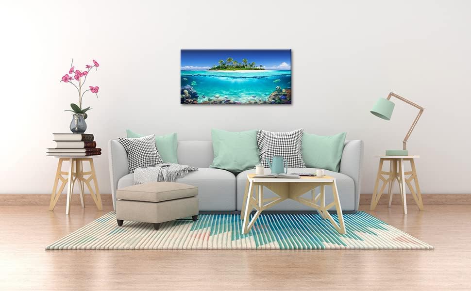 Tropical Island Coral Reef Landscape Canvas Wall Art - Image 2
