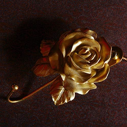 2 Pcs Gold Rose Decorative Wall Hooks, Resin Flower Towel & Key Hooks - Image 2