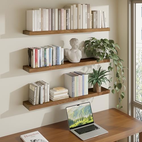 ROGMARS 36 Inches Long Walnut Floating Shelves by 100RealSolidWood