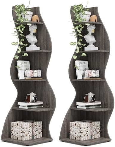 Tribesigns Corner Shelf, Modern 5-Tier Wall Corner Bookshelf, Stylish Corner by Tribesigns