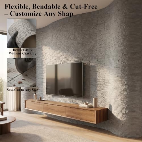 VooBang 8 Pack 24"x24" Flexible Faux Stone Wall Panels, 32 SqFt - Image 3