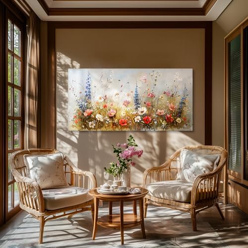 SERIMINO Large Floral Wall Decor, Flower Market Canvas Prints 29"X57" - Image 2