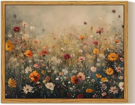 InSimSea Framed Canvas Wall Art, Vintage Flower Wildflower Prints Wall Decor by InSimSeaArt