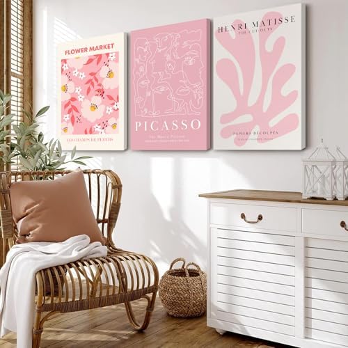 Matisse Abstract Wall Art Decor Pink Flower Canvas Pictures Picasso Aesthetic - Image 3