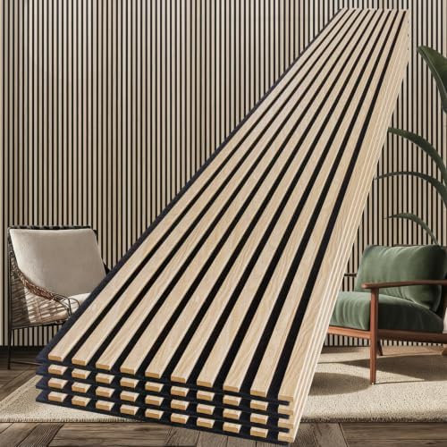 NeatiEase 4 Pack Acoustic Wall Panels, 94.5"x12" Wood Slat Wall Panel by NeatiEase