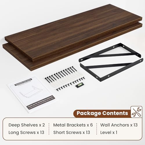 Deep Wall Shelves 40"W x 12"D Engineered Wood Floating Shelves - Image 5