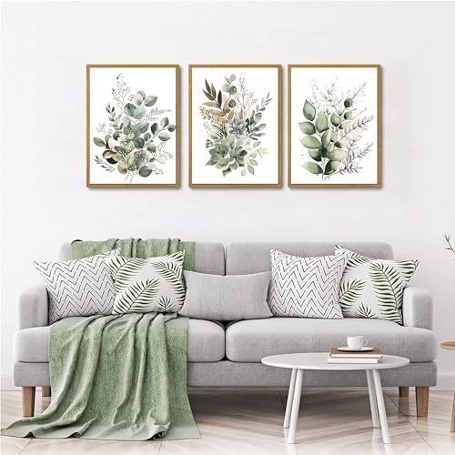 Sage Green Botanical Framed Wall Art Set of 3, 12x16 inch - Image 2