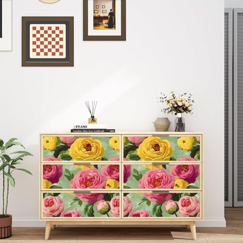 BOKEBEVE Floral Wallpaper Peel and Stick Boho Pink Green 17.5 x 393.7In - Image 5
