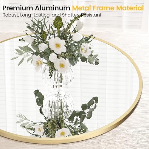 Garvee 24 in Round Mirror for Wall, Round Bathroom Mirror for Wall Decor - Image 6