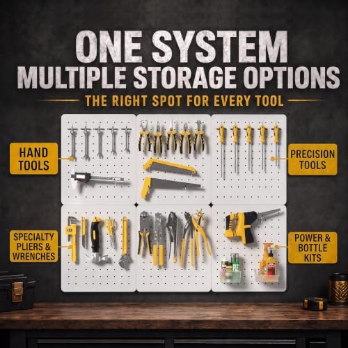 Peg board, Metal Pegboard for Tools, 6 Pack White Wall Organizer - Image 6
