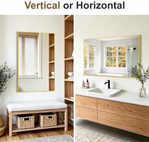 Bathroom Vanity Mirror for Over Sink, 48x30 Inch Matte Gold Mirror - Image 5