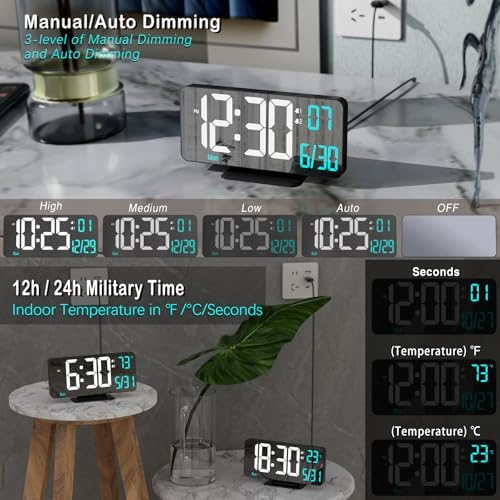 KOSUMOSU Digital Alarm Clock 6.7in Black Clock - Image 3