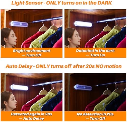 STAR-SPANGLED 9 Pack 7” Motion Sensor Lights Indoor Battery Operated, Stick on - Image 3