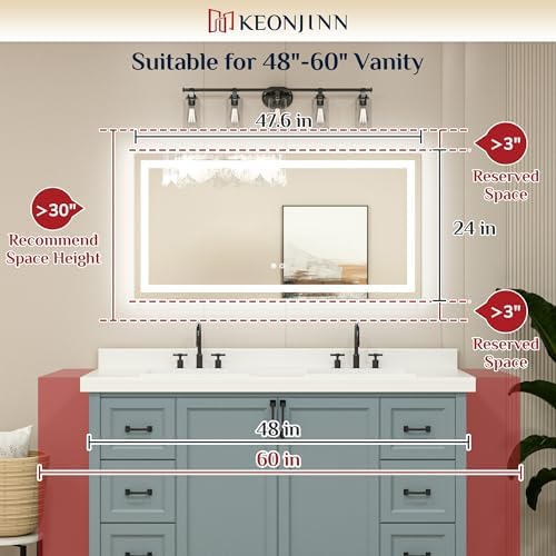 Keonjinn 48x24 Inch LED Bathroom Mirror - Image 6