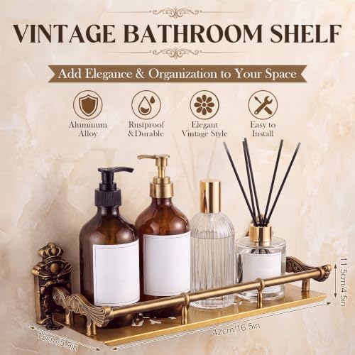 Otooling Vintage Bathroom Shelf, 16.5 Inch Antique Bronze Wall Mount Shelf - Image 2